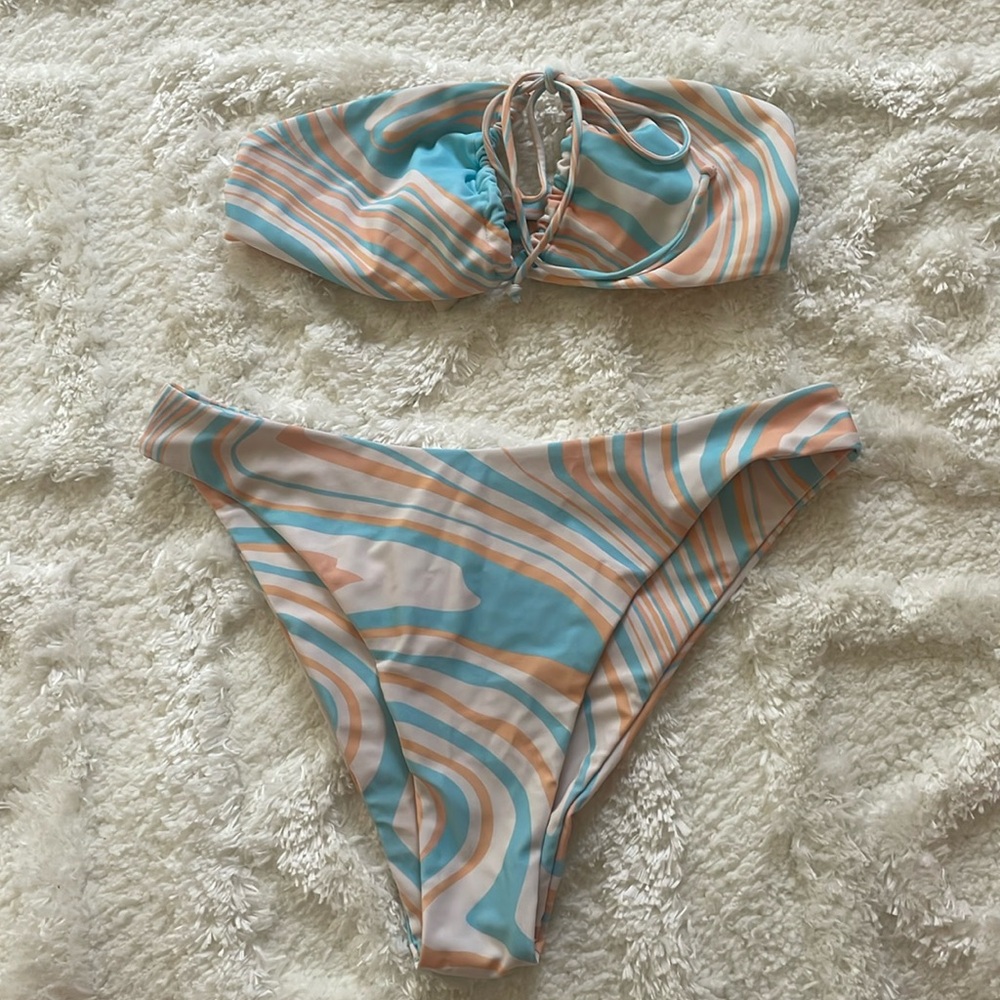 abstract print triangle bikini